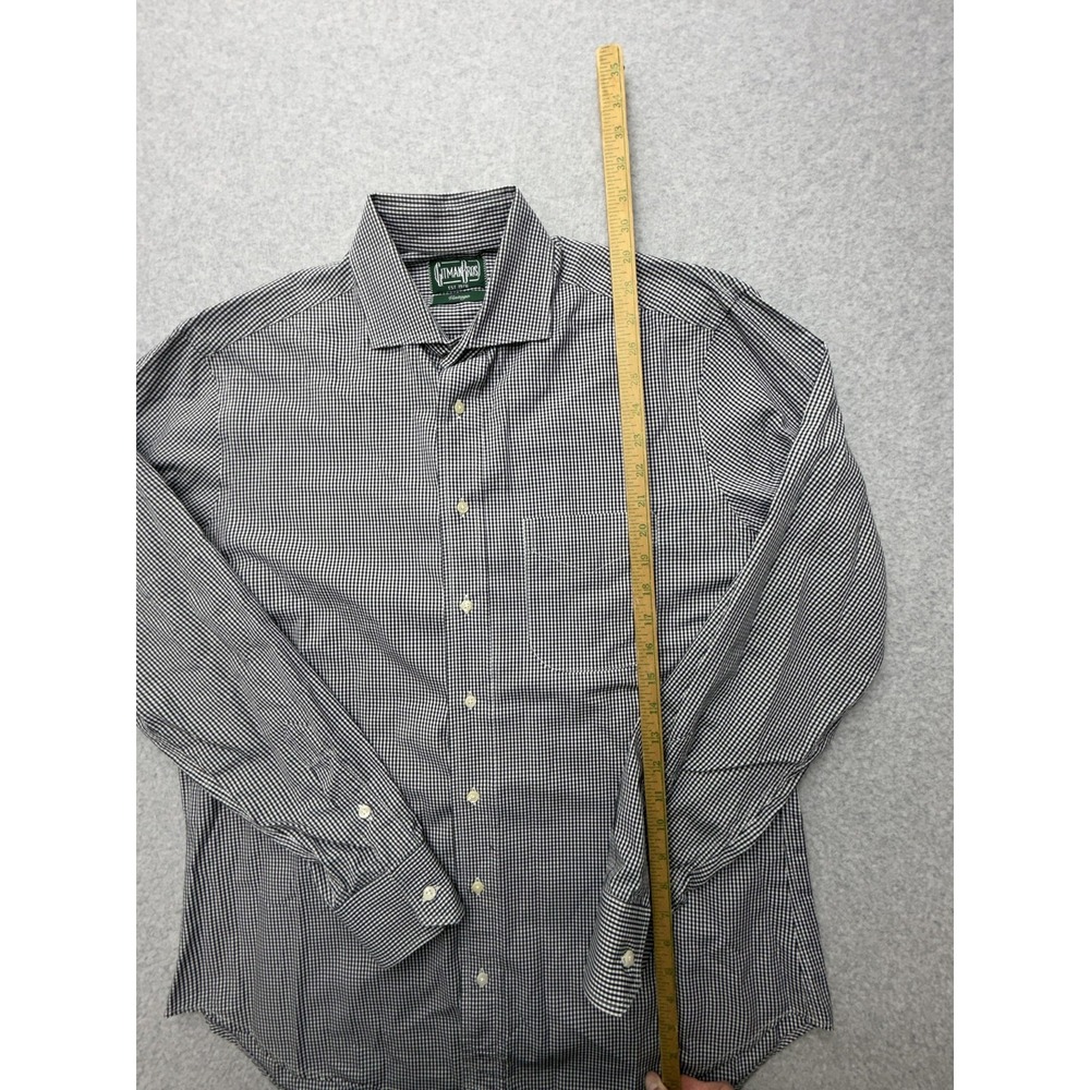 Gitman Bros Dress Shirt Mens 16.5 Black Gingham Regular Fit Long Sleeve Cotton - Picture 5 of 9